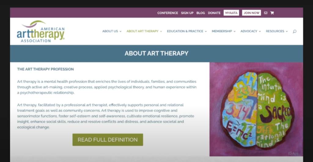 This is a art therapy website in full colour